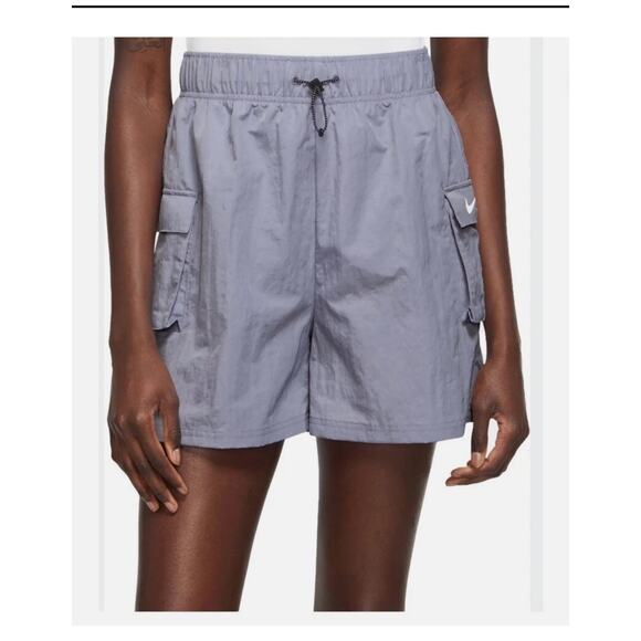 Nike Essential Woven High Rise Shorts Women’s Medium Indigo Haze Oversized - Picture 1 of 7